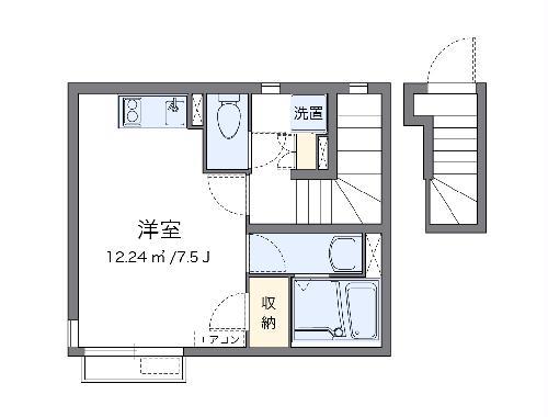 クレイノ静(ワンルーム/2階)の間取り写真