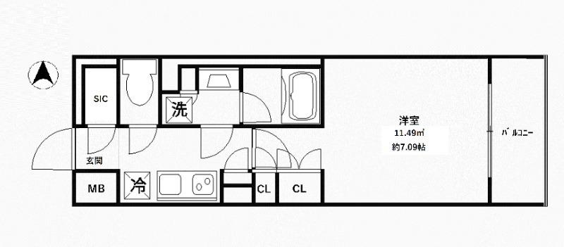 ティーエフレジデンス川崎殿町ウエスト(1K/6階)の間取り写真