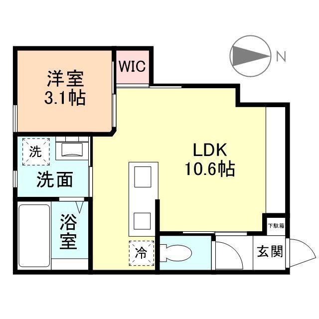富山地鉄不二越上滝 朝菜町駅 徒歩23分 2階建 築2年(1LDK/1階)の間取り写真