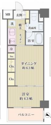 アイビス市ヶ谷(1DK/2階)の間取り写真
