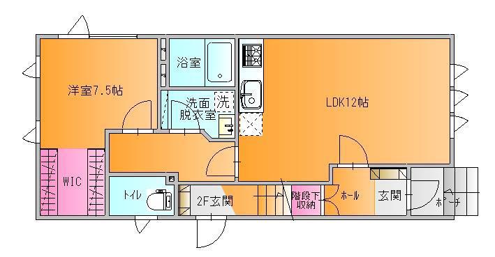 ギャラリーハウス(1LDK/1階)の間取り写真