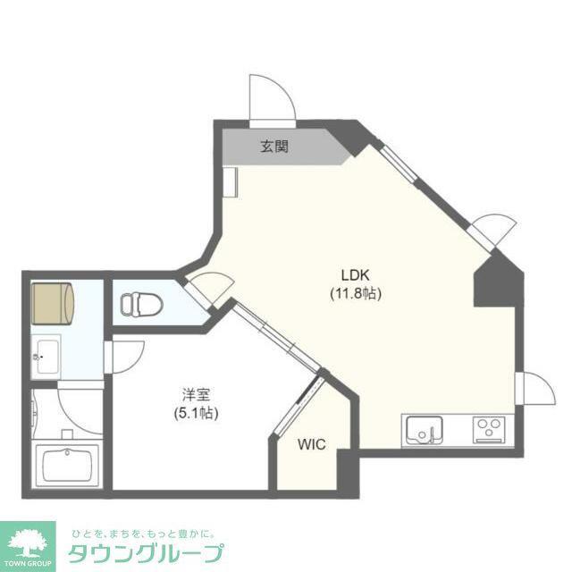 アリュイッテ清澄白河(1LDK/1階)の間取り写真