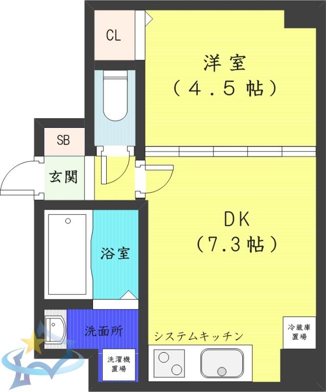 プライムアーバン大通公園1(1DK/8階)の間取り写真