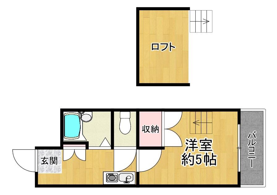 レオパレス アイシー(1K/1階)の間取り写真