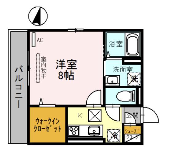 スチール立山(1K/1階)の間取り写真