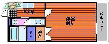 パルミラ江並(1K/6階)の間取り写真