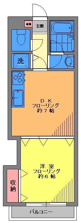 Gカレント(1DK/2階)の間取り写真