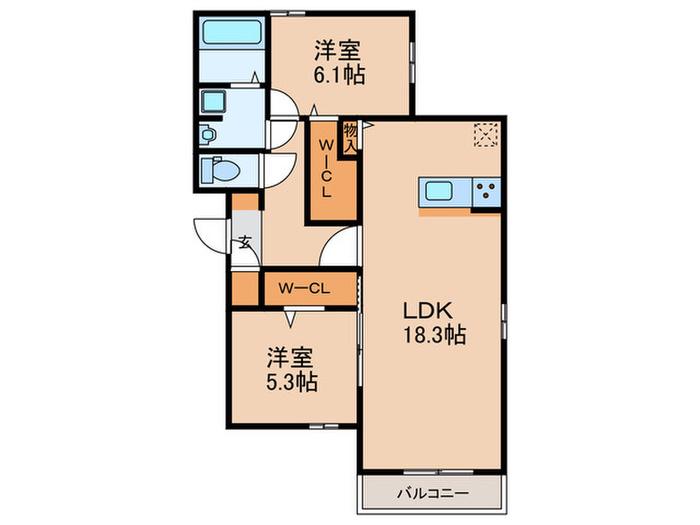 DーROOM美野島(2LDK/1階)の間取り写真