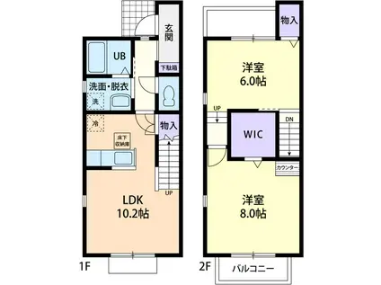 KAZE&杜 III(2LDK/1階)の間取り写真