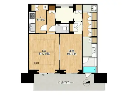 グラングリーン大阪 THE ノース RESIDENCE(1LDK/22階)の間取り写真
