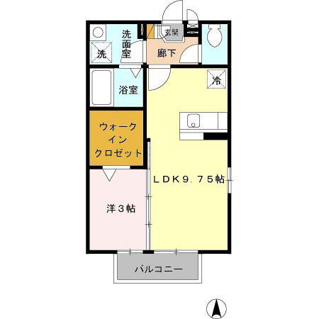 菊月はつしも館(1LDK/2階)の間取り写真
