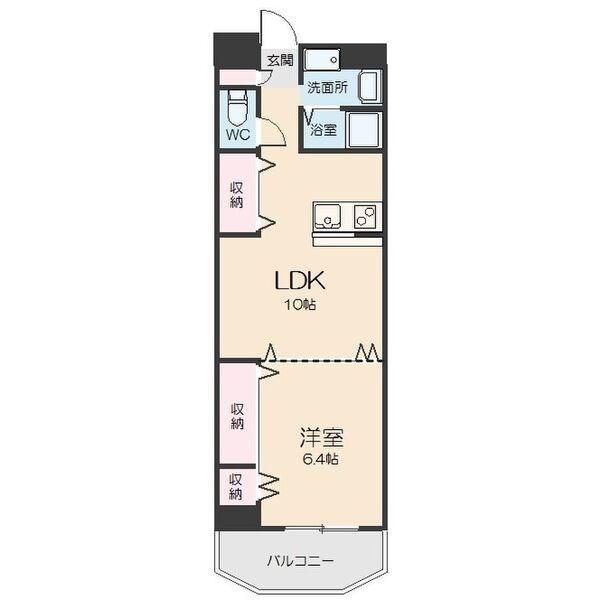 第13オオタビル(1LDK/10階)の間取り写真