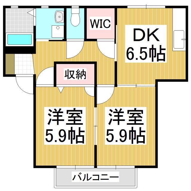 ディアス石芝(2DK/1階)の間取り写真