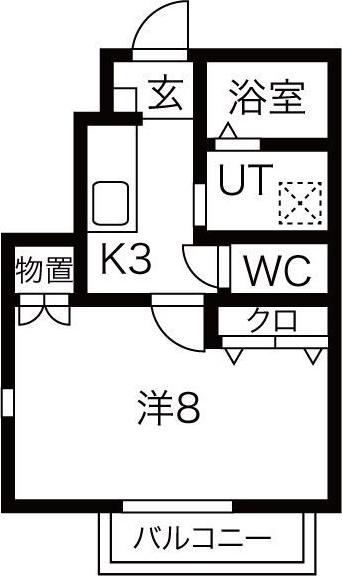 IXIA(1K/1階)の間取り写真