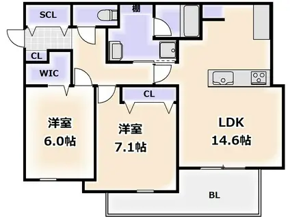 スペチアーレ杭全(2LDK/1階)の間取り写真