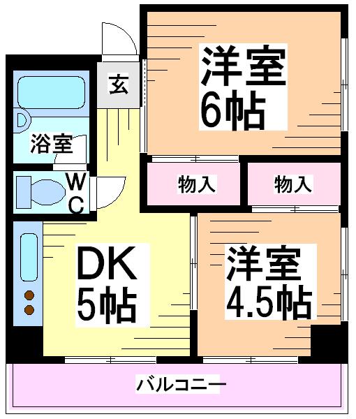 京西マンションビル 当社管理物件(2DK/5階)の間取り写真