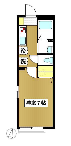 ロワール菅生(1K/2階)の間取り写真