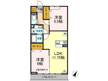 ビオレータ 1(2LDK/1階)の間取り写真