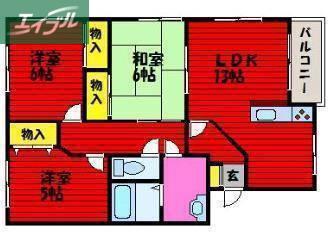 プリムヴェール(3LDK/2階)の間取り写真
