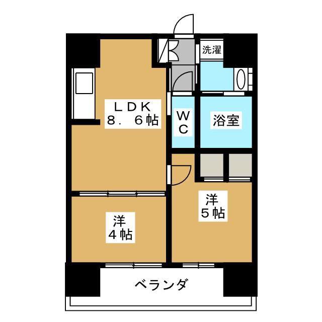 パークアクシス柏(2DK/13階)の間取り写真