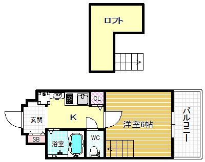エステムコート梅田茶屋町デュアルスペース(1K/4階)の間取り写真