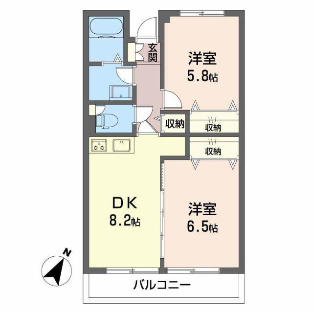 サンロード伊豆(2DK/4階)の間取り写真