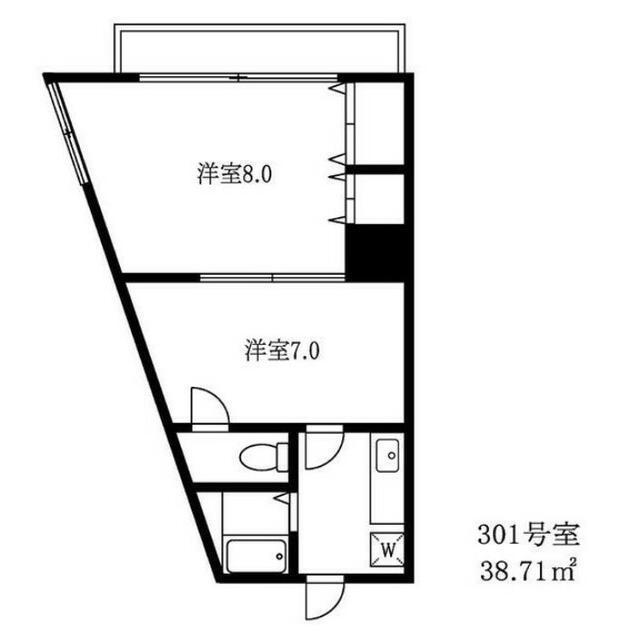 マンション美和(2K/3階)の間取り写真