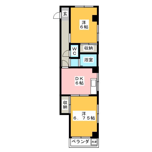 要町レジデンス(2DK/2階)の間取り写真