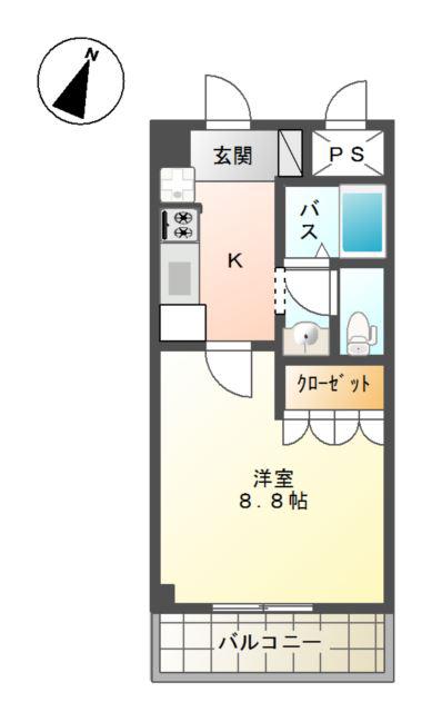 ポスト・マローネ(1K/2階)の間取り写真