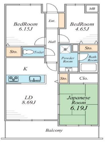 エスボヌール(3LDK/3階)の間取り写真
