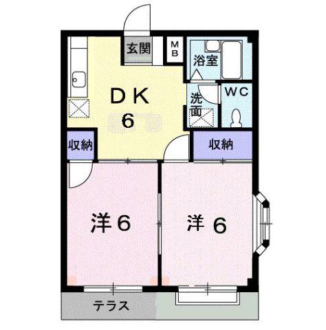 フォレストパークA(2DK/1階)の間取り写真