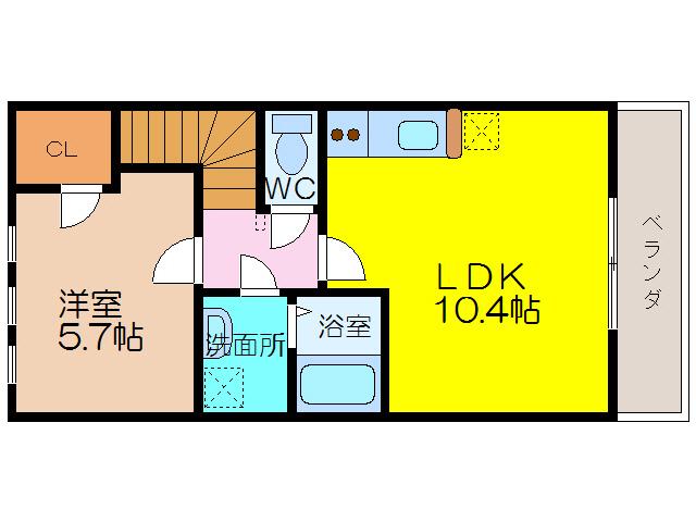 ラディエノールA(1LDK/2階)の間取り写真
