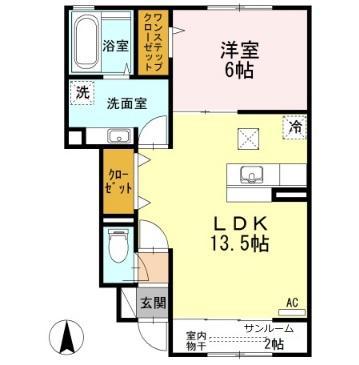 ボナールII(1SLDK/1階)の間取り写真