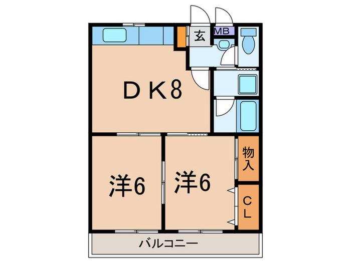 グレイス宮前(2DK/4階)の間取り写真