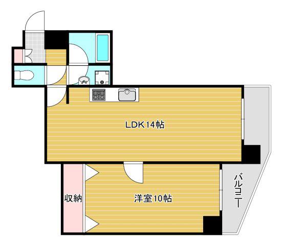 シーズ本町南(1LDK/4階)の間取り写真