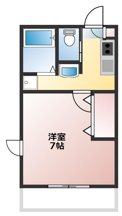 サンルージュ横浜(1K/3階)の間取り写真