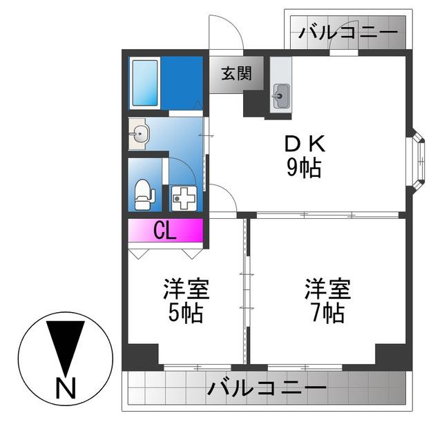 エリットハイツ(2DK/1階)の間取り写真