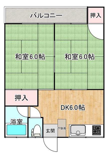 コーポ西村(2DK/1階)の間取り写真