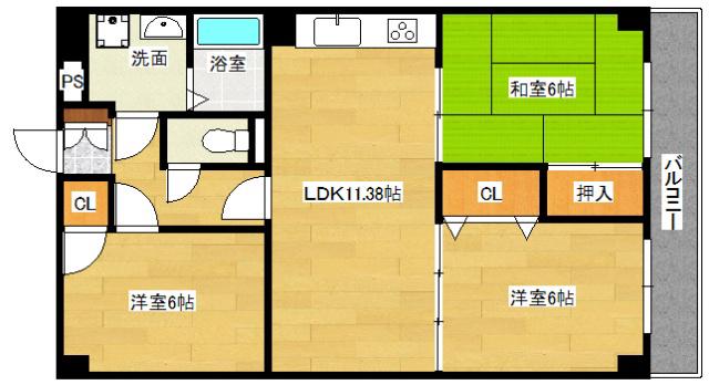 ロイヤルハイツ下田弐番館(3LDK/4階)の間取り写真