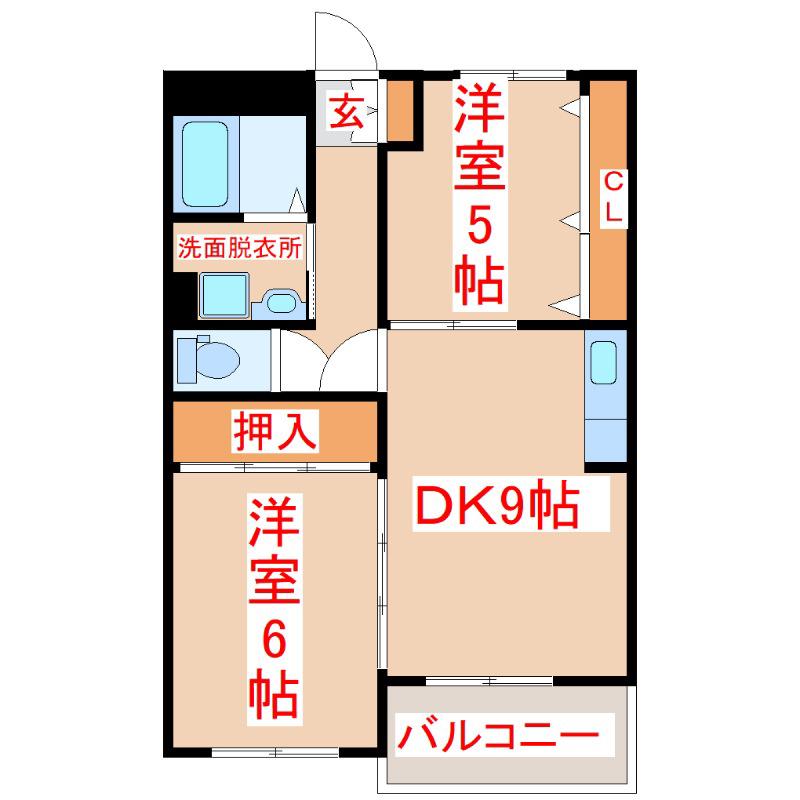 モントーレ真方(2DK/2階)の間取り写真