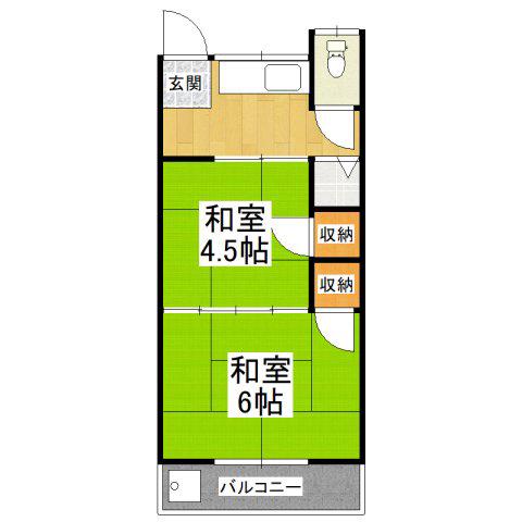 初芝アパート(2K/2階)の間取り写真