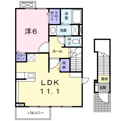 サンパティーク メゾン(1LDK/2階)の間取り写真