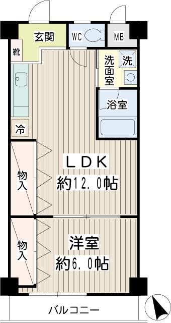 マンション花家(1LDK/3階)の間取り写真