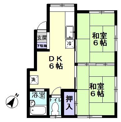 水本ハイツ(2DK/2階)の間取り写真