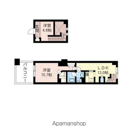 レジデンスシャルマン月島(2LDK/7階)の間取り写真