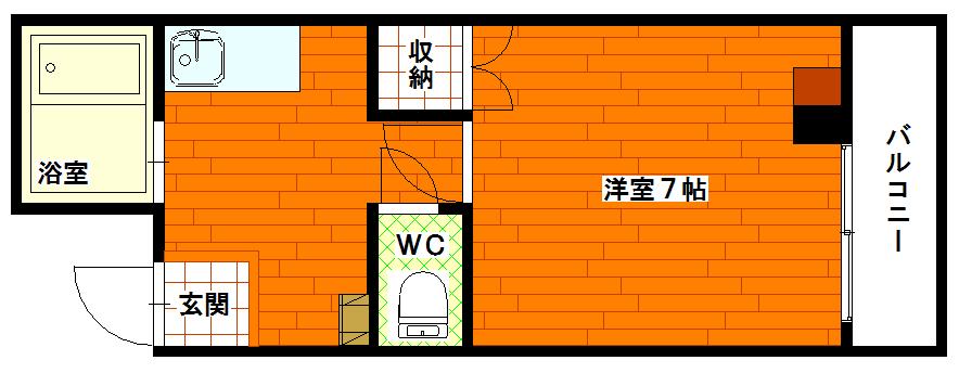 ハイツイシダIII(1K/3階)の間取り写真