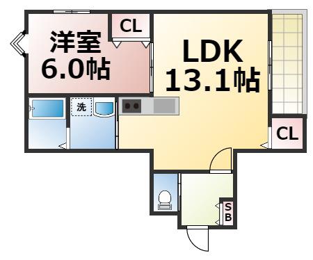 セゾンクレアスタイル巽(1LDK/1階)の間取り写真