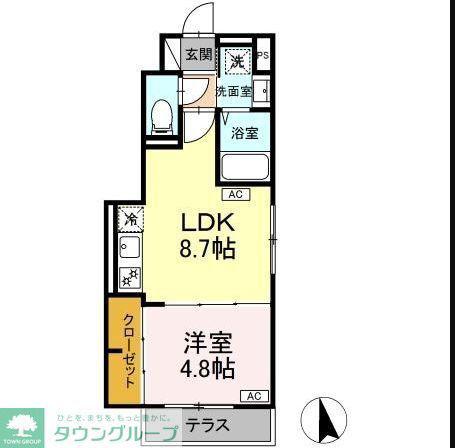 グラナーデ成城学園前B(1LDK/1階)の間取り写真
