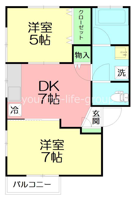 メゾンドキキ(2DK/2階)の間取り写真
