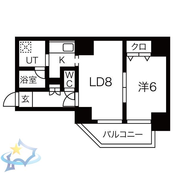 パルクアレース・ダハイム(1LDK/2階)の間取り写真